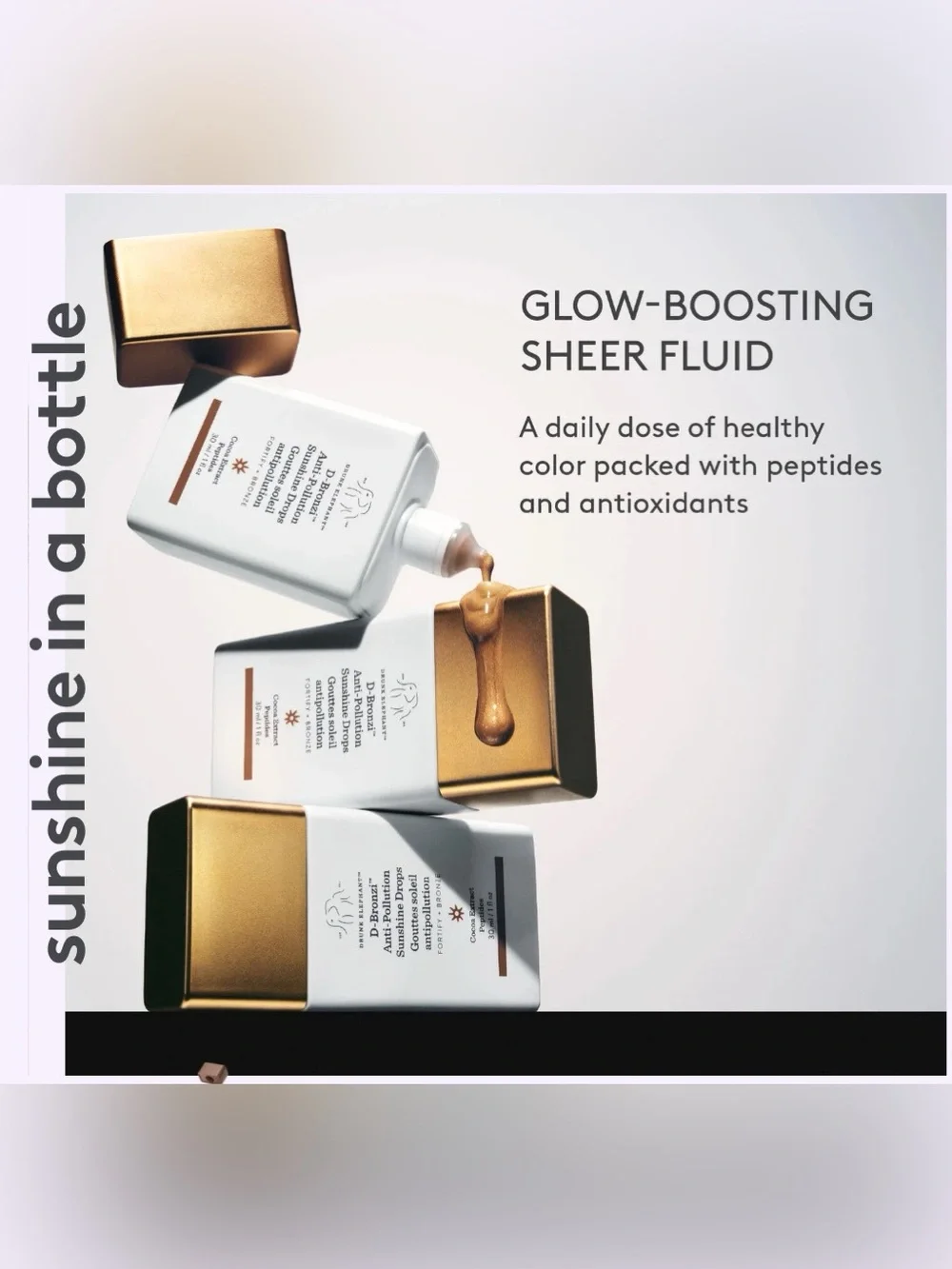 NEW Drunk Elephant D-Bronzi Anti-Pollution Sunshine Bronzing Drops w/ Peptides
